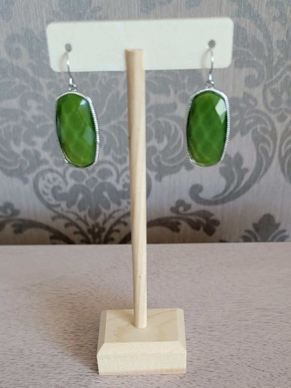 Hexagon Olive Green Earrings